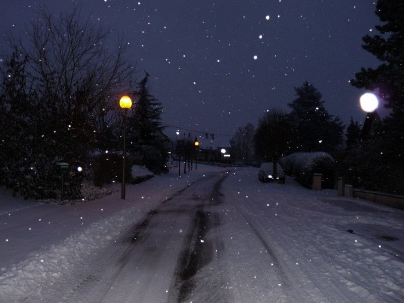 zondagavond in de sneeuw